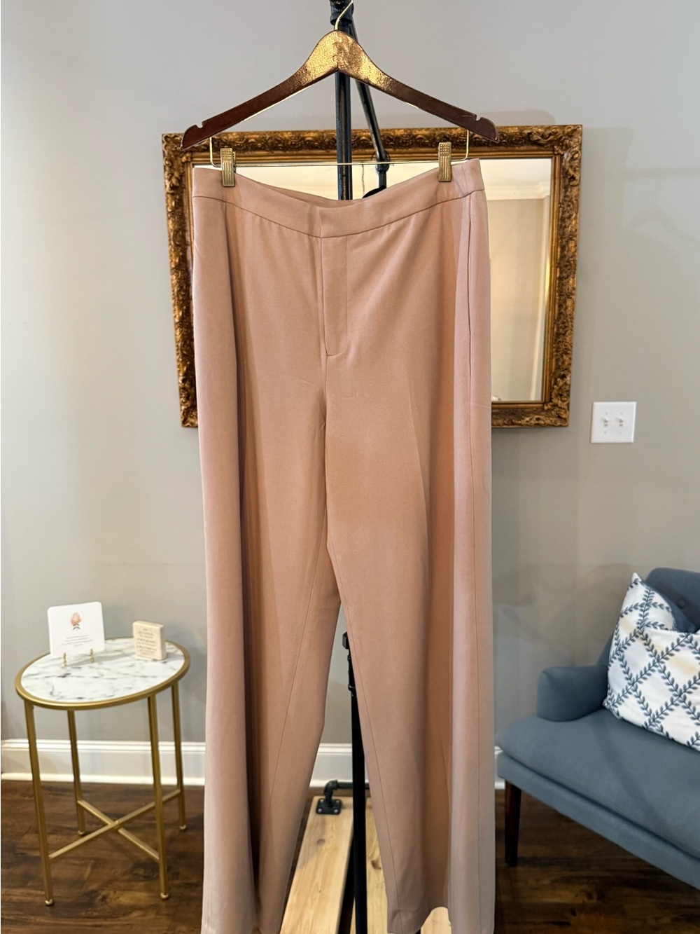 T Tahari Tan Straight-Leg Dress Pants